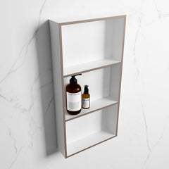 MONDIAZ EASY Nis 59,5x29,5cm in solid surface kleur Smoke | Talc. 3 vakken  geschikt voor in- of opbouw