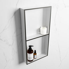 MONDIAZ EASY Nis 59,5x29,5cm in solid surface kleur Urban | Talc. 2 vakken geschikt voor in- of opbouw