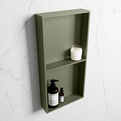 MONDIAZ EASY Nis 59,5x29,5cm in solid surface kleur Army | Army. 2 vakken geschikt voor in- of opbouw