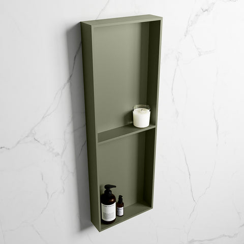 MONDIAZ EASY Nis 149,5x29,5cm in solid surface kleur Army | Army. 2 vakken geschikt voor in- of opbouw