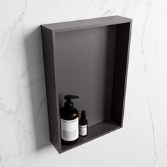 MONDIAZ EASY Nis 44,5x29,5cm in solid surface kleur DarkGrey | DarkGrey. 1 vak  geschikt voor in- of opbouw