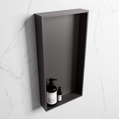 MONDIAZ EASY Nis 59,5x29,5cm in solid surface kleur DarkGrey | DarkGrey. 1 vak  geschikt voor in- of opbouw