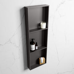 MONDIAZ EASY Nis 89,5x29,5cm in solid surface kleur DarkGrey | DarkGrey. 3 vakken  geschikt voor in- of opbouw