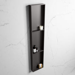 MONDIAZ EASY Nis 149,5x29,5cm in solid surface kleur DarkGrey | DarkGrey. 3 vakken  geschikt voor in- of opbouw