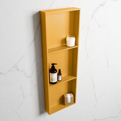 MONDIAZ EASY Nis 89,5x29,5cm in solid surface kleur Ocher | Ocher. 3 vakken  geschikt voor in- of opbouw