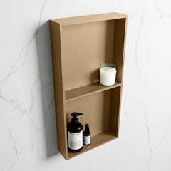 MONDIAZ EASY Nis 59,5x29,5cm in solid surface kleur Oro | Oro. 2 vakken geschikt voor in- of opbouw