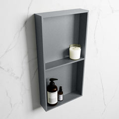 MONDIAZ EASY Nis 59,5x29,5cm in solid surface kleur Plata | Plata. 2 vakken geschikt voor in- of opbouw