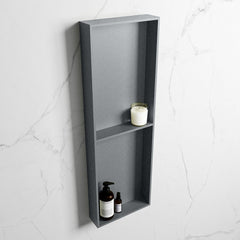 MONDIAZ EASY Nis 149,5x29,5cm in solid surface kleur Plata | Plata. 2 vakken geschikt voor in- of opbouw