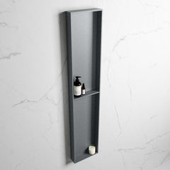 MONDIAZ EASY Nis 89,5x29,5cm in solid surface kleur Plata | Plata. 2 vakken geschikt voor in- of opbouw