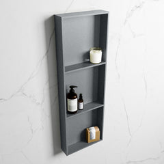 MONDIAZ EASY Nis 89,5x29,5cm in solid surface kleur Plata | Plata. 3 vakken  geschikt voor in- of opbouw