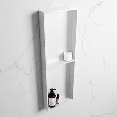 MONDIAZ EASY Nis 149,5x29,5cm in solid surface kleur Talc | Talc. 2 vakken geschikt voor in- of opbouw