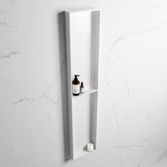 MONDIAZ EASY Nis 89,5x29,5cm in solid surface kleur Talc | Talc. 2 vakken geschikt voor in- of opbouw