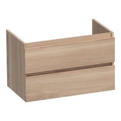 BRAUER Joy shallow base cabinet 80 with 2 soft-close handleless drawers and 1 siphon cutout natural slatted oak
