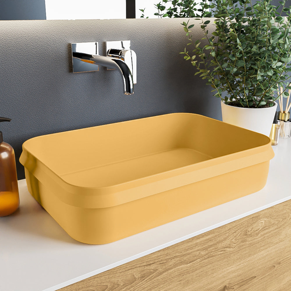 MONDIAZ ARVO Waskom solid surface 55cm kleur Ocher / Ocher
