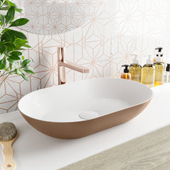 MONDIAZ ONNI Waskom solid surface 55cm kleur Rust / Talc