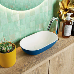 MONDIAZ POOLE solid surface opzetkom kleur Jeans | Talc. Afmeting 30x18x8cm