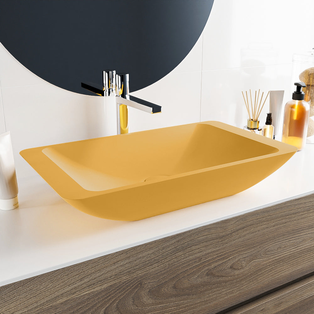 MONDIAZ TOPI Waskom solid surface 60cm kleur Ocher / Ocher