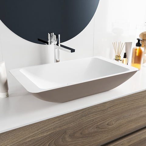 MONDIAZ TOPI Waskom solid surface 60cm kleur Smoke / Talc