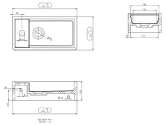Riho Frosted fontein - solid surface - met kraangat - links/rechts