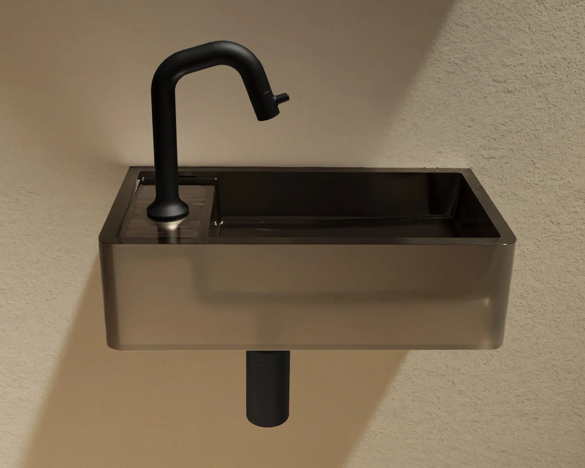 Riho Frosted fontein - solid surface - met kraangat - links/rechts