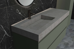 Ink Pitch dubbele meubelwastafel 160x45cm keramische slab - 2 kraangaten - Calacatta - 0210450