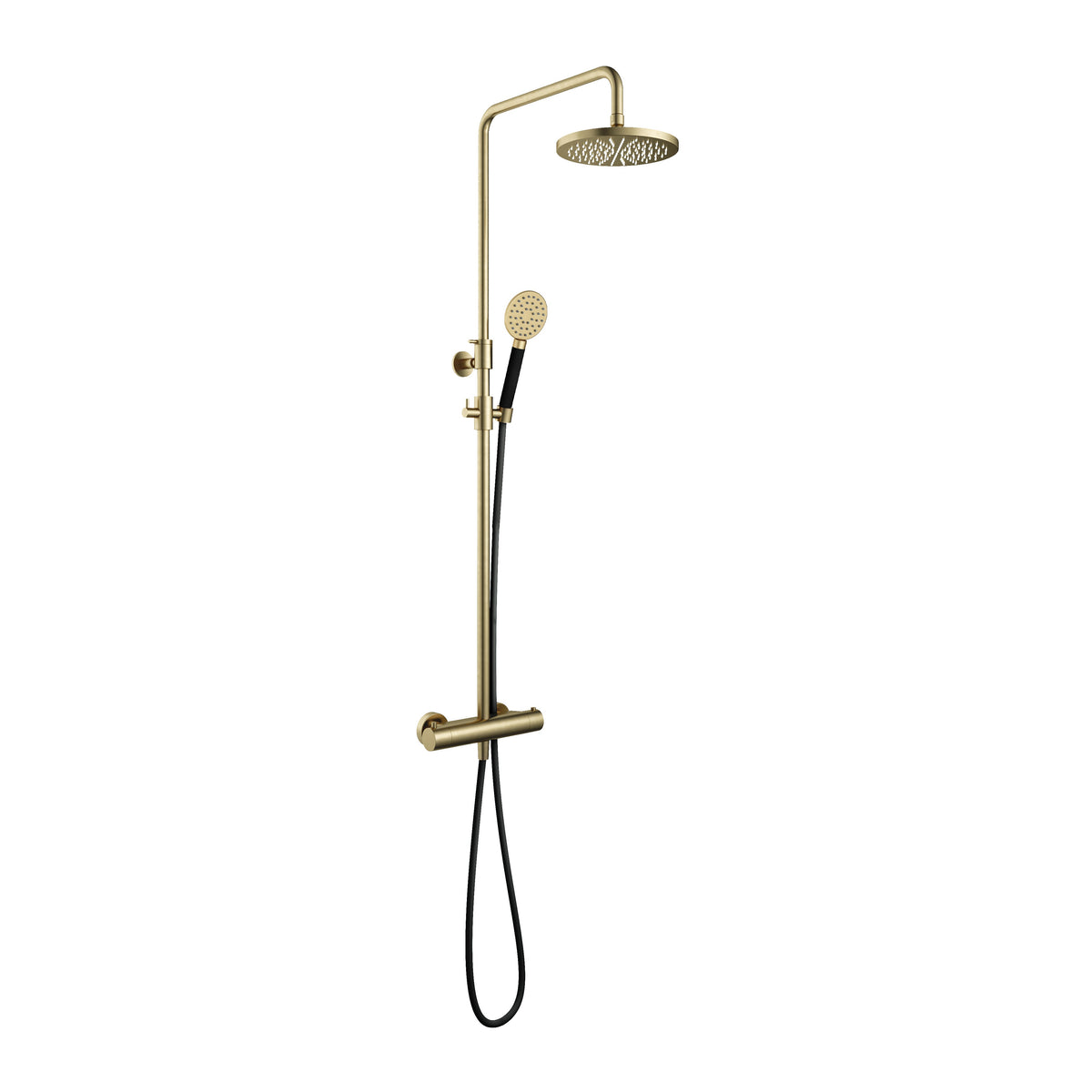 Hotbath Cobber SDS9 thermostatische stortdoucheset - ronde handdouche - 25cm hoofddouche - Geborsteld Messing