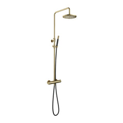 Hotbath Cobber SDS9 thermostatische stortdoucheset - staafhanddouche - 20cm hoofddouche - Geborsteld Messing
