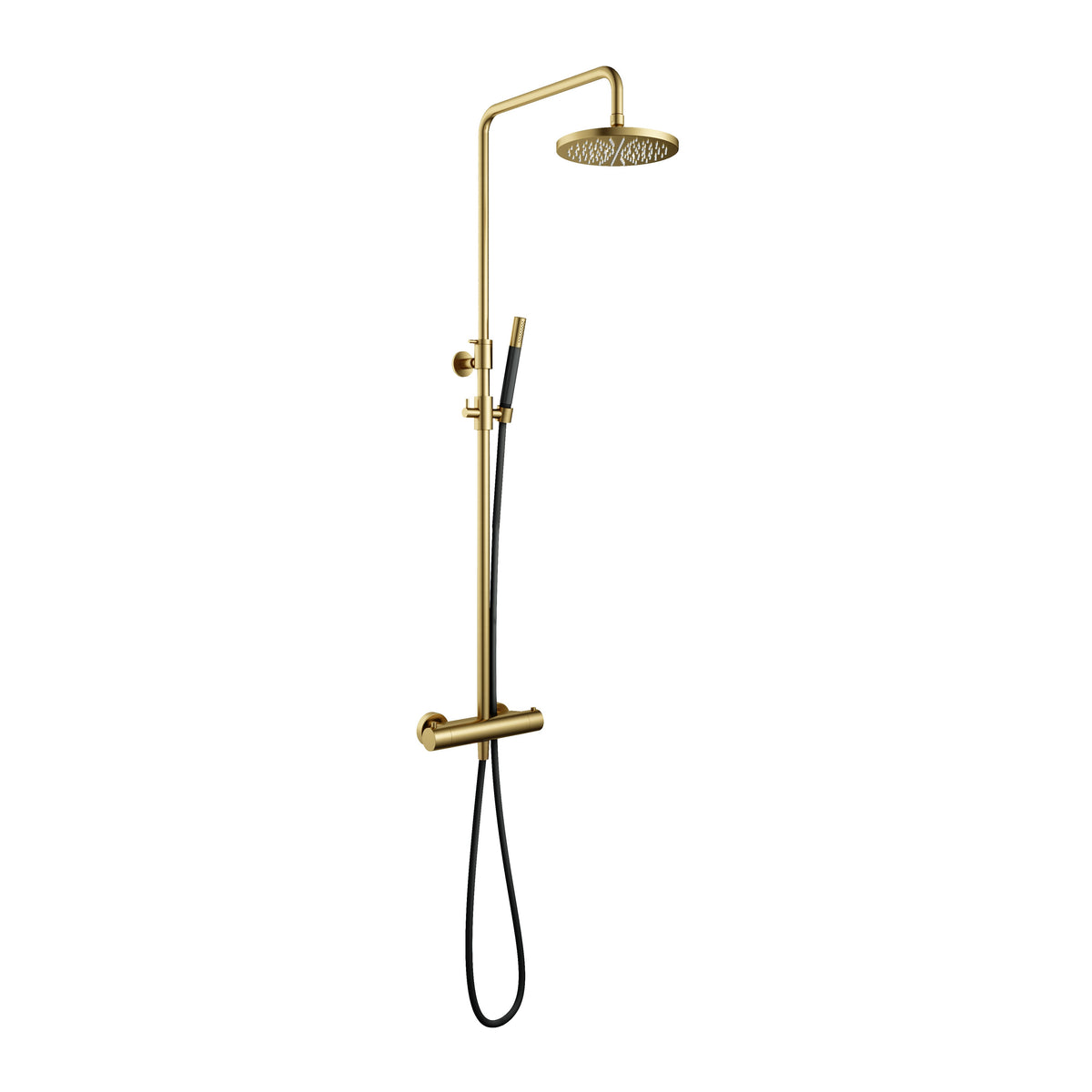 Hotbath Cobber SDS9 thermostatische stortdoucheset - ronde handdouche - 20cm hoofddouche - Geborsteld Messing PVD