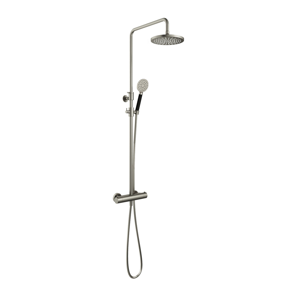 Hotbath Cobber SDS9 thermostatische stortdoucheset - ronde handdouche - 25cm hoofddouche - Geborsteld Nikkel