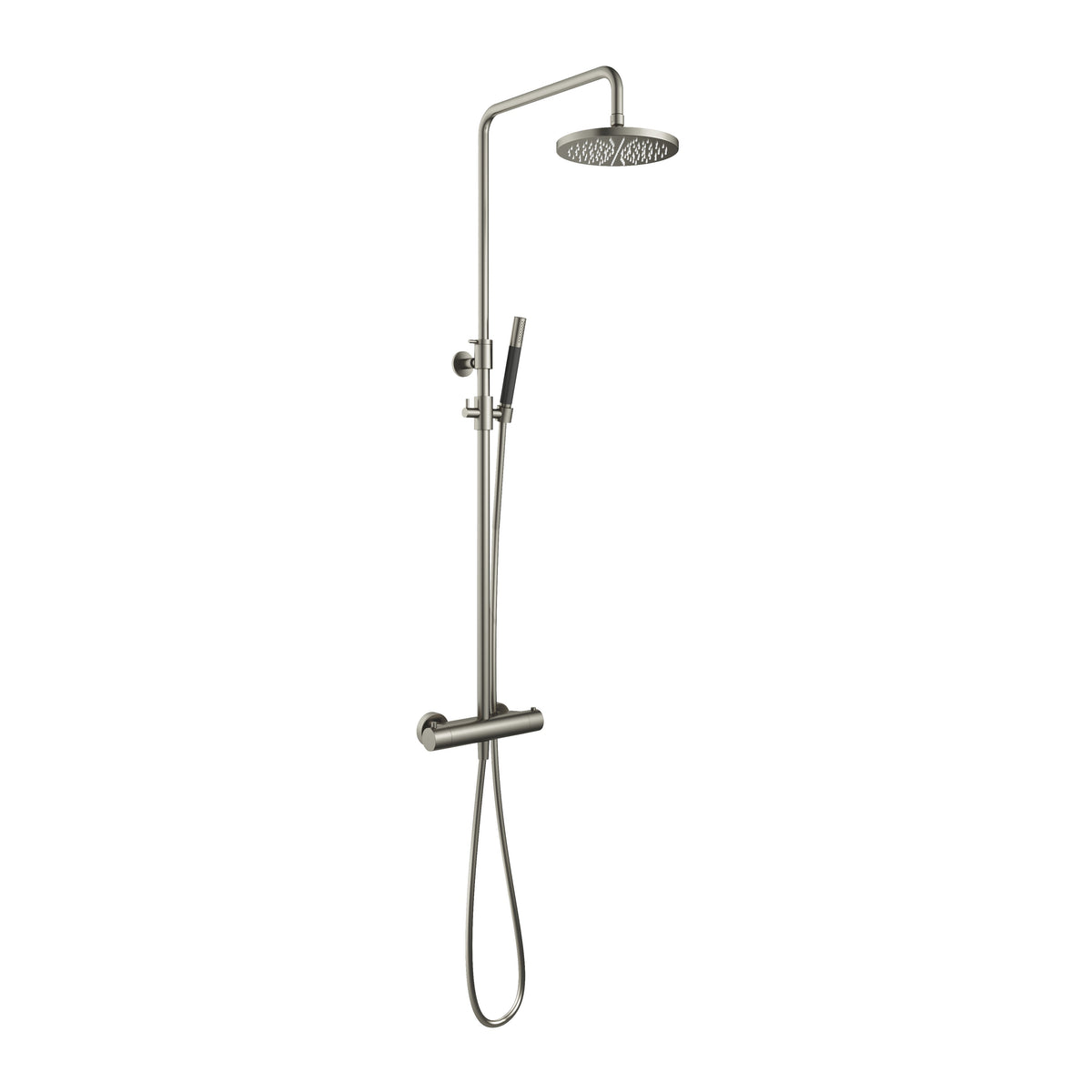 Hotbath Cobber SDS9 thermostatische stortdoucheset - ronde handdouche - 20cm hoofddouche - Geborsteld Nikkel