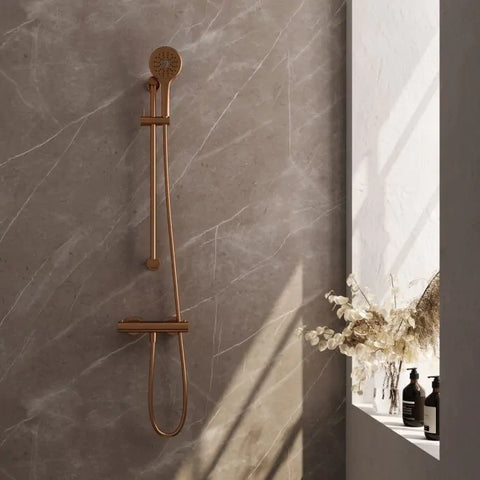 Brauer Copper Edition opbouw glijstangset met ronde handdouche - Geborsteld koper PVD