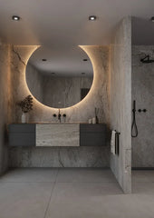 Hipp Design SLP1 spiegel rond met vlakke kant, verlichting en verwarming
