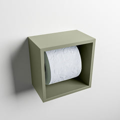 MONDIAZ EASY Toiletrolhouder CUBE 160 solid surface 16x16cm kleur Army. Geschikt voor op en inbouw.