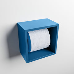 MONDIAZ EASY Toiletrolhouder CUBE 160 solid surface 16x16cm kleur Jeans. Geschikt voor op en inbouw.