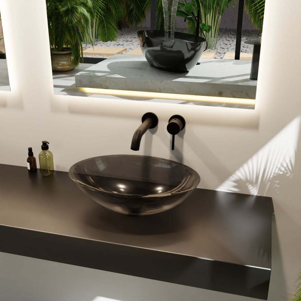 MONDIAZ ZOI Washbasin transparent 50cm color black