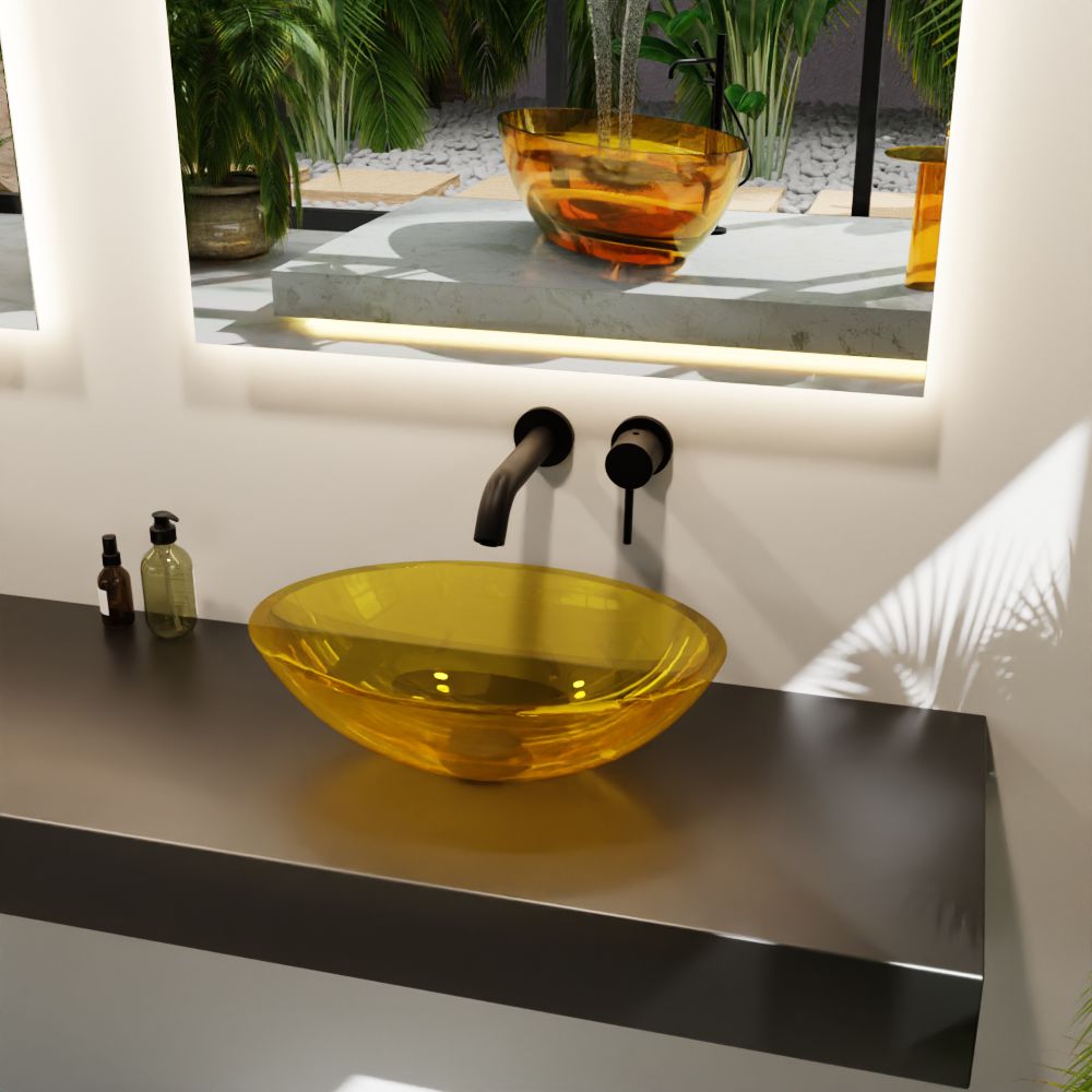 MONDIAZ ZOI Washbasin transparent 50cm color gold